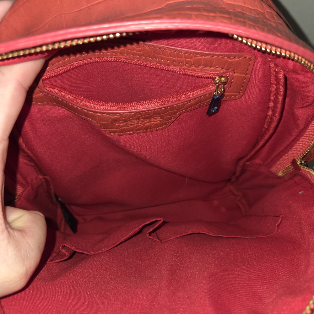 Bebe Red Croc-Embossed Backpack - image 6